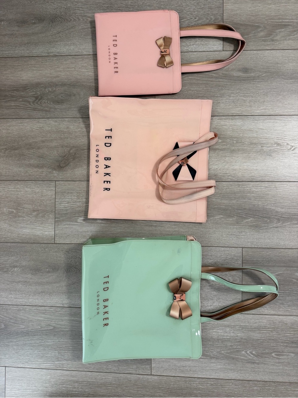 Ted Baker Pale Pink Patent Tote with Bow Accent - Picture 2 of 2